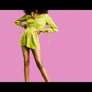 Satin jacquard skirt playsuit